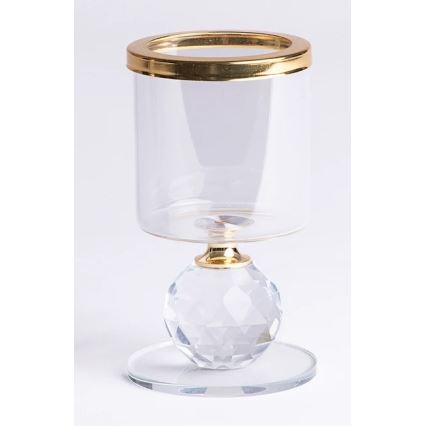 Komplekts 3x svečturi, zeltaini/caurspīdīgi