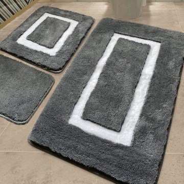 KOMPLEKTS 3x Vannas istabas paklājs 60/60/100 cm antracīta