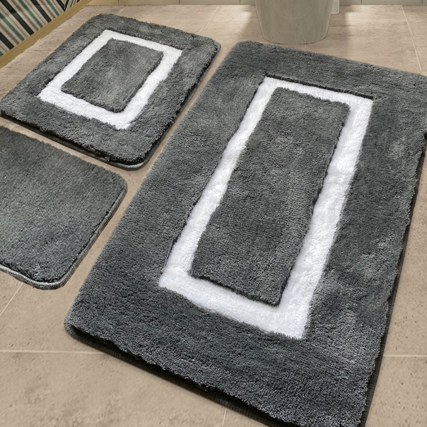 KOMPLEKTS 3x Vannas istabas paklājs 60/60/100 cm antracīta