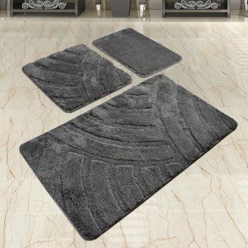 KOMPLEKTS 3x Vannas istabas paklājs ALYA 60/60/100 cm antracīta