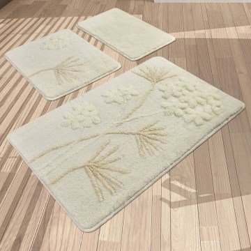 KOMPLEKTS 3x Vannas istabas paklājs ORKIDE 60/60/100 cm bēša