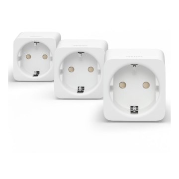 KOMPLEKTS 3x Viedā kontaktligzda Philips Hue Viedā spraudnis EU SCHUKO