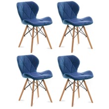KOMPLEKTS 4x Ēdamistabas krēsls TRIGO 74x48 cm tumši zila/dižskābardis