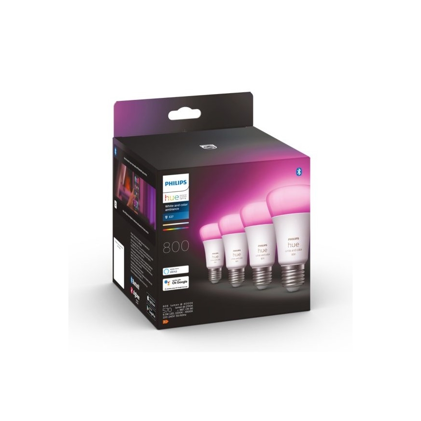 KOMPLEKTS 4x LED Aptumšojama spuldze Philips Hue White And Color Ambience E27/6,5W/230V 2000-6500K