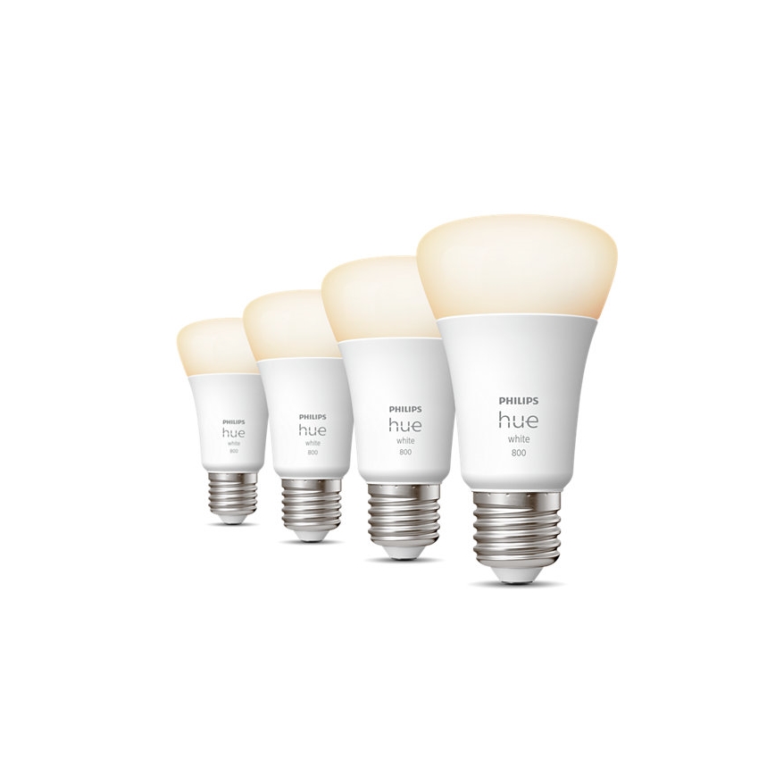 KOMPLEKTS 4x LED Aptumšojama spuldze Philips Hue WHITE A60 E27/9W/230V 2700K
