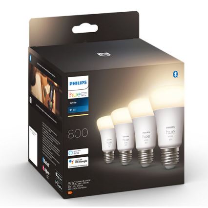 KOMPLEKTS 4x LED Aptumšojama spuldze Philips Hue WHITE A60 E27/9W/230V 2700K