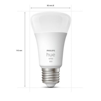 KOMPLEKTS 4x LED Aptumšojama spuldze Philips Hue WHITE A60 E27/9W/230V 2700K