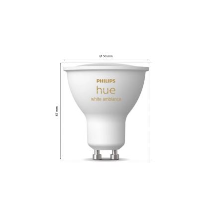 Komplekts 4x LED regulējamas spuldzes Philips Hue WHITE AMBIANCE GU10/4,2W/230V 2200-6500K