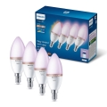 KOMPLEKTS 4x LED RGB regulējama spuldze Philips SMART C37 E14/4,9W/230V 2200-6500K