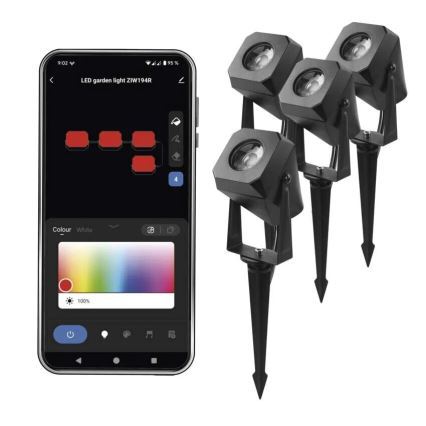 KOMPLEKTS 4x LED RGBIC Aptumšojama āra lampa LED/7W/230V 3000-6500K IP65 Wi-Fi Tuya