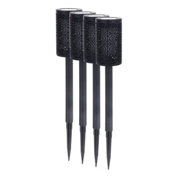 Komplekts 4x LED saules lampas DECOR LED/1,2V 150 mAh 3000K 39 cm IP44 melnas