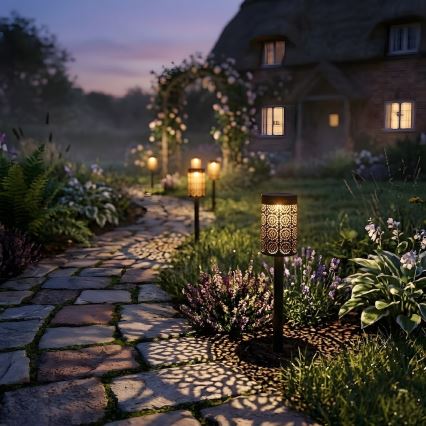 Komplekts 4x LED saules lampas DECOR LED/1,2V 150 mAh 3000K 39 cm IP44 melnas