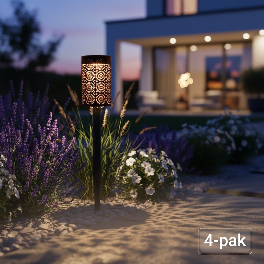 Komplekts 4x LED saules lampas DECOR LED/1,2V 150 mAh 3000K 39 cm IP44 melnas