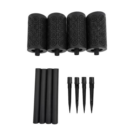 Komplekts 4x LED saules lampas DECOR LED/1,2V 150 mAh 3000K 39 cm IP44 melnas