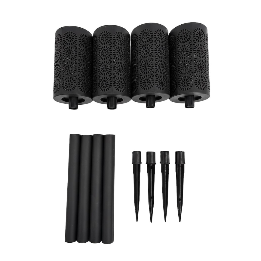 Komplekts 4x LED saules lampas DECOR LED/1,2V 150 mAh 3000K 39 cm IP44 melnas