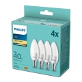 KOMPLEKTS 4x LED Spuldze Philips B35 E14/5W/230V 2700K