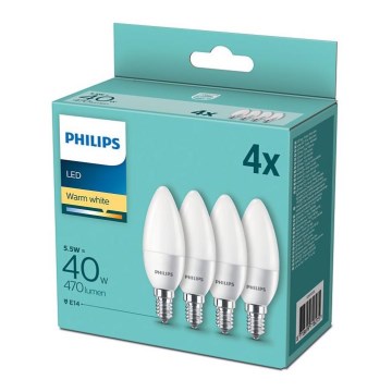 KOMPLEKTS 4x LED Spuldze Philips E14/5,5W/230V 2700K