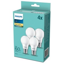 KOMPLEKTS 4x LED Spuldze Philips E27/8W/230V 2700K