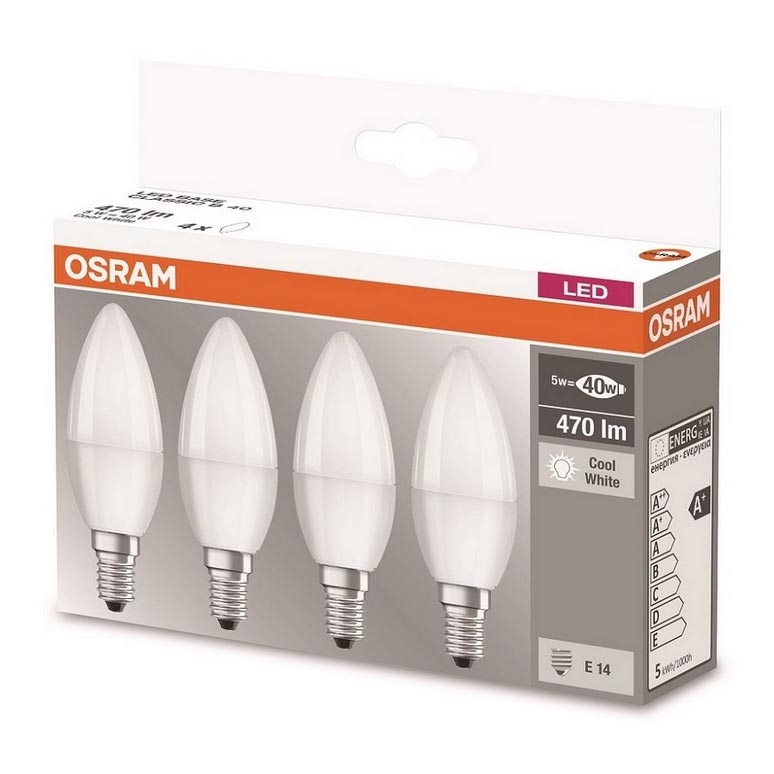 KOMPLEKTS 4xLED Spuldze E14/5W/230V 4000K - Osram