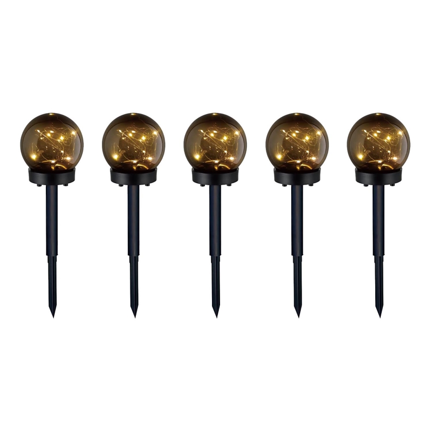 KOMPLEKTS 5x LED Saules enerģijas lampa 5xLED/0,12W/1,2V 3000K IP44 40 mAh melna