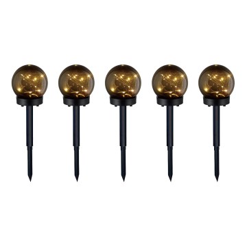 KOMPLEKTS 5x LED Saules enerģijas lampa 5xLED/0,12W/1,2V 3000K IP44 melna