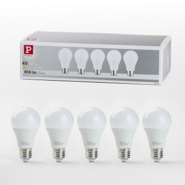 KOMPLEKTS 5x LED Spuldze A60 E27/9W/230V 2700K - Paulmann 28780