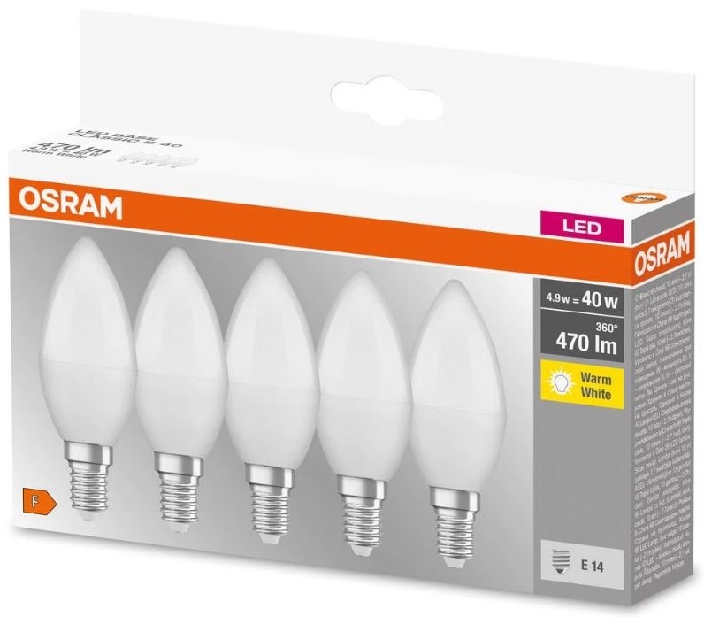 KOMPLEKTS 5x LED spuldze BASE B40 E14/4,9W/230V 2700K - Osram