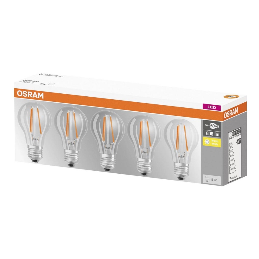 Led Spuldze KOMPLEKTS 5x LED Spuldze VINTAGE A60 E27/6,5W/230V 2700K - Osram ...
