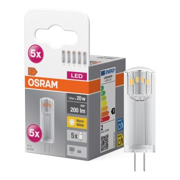 Komplekts 5x LED spuldzes PIN G4/1,8W/12V 2700K - Osram