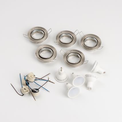 Komplekts 5x vannas istabas iebūvējamie griestu gaismekļi 1xGU10/4W/230V IP23 matēts hroms