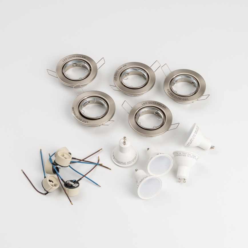 Komplekts 5x vannas istabas iebūvējamie griestu gaismekļi 1xGU10/4W/230V IP23 matēts hroms