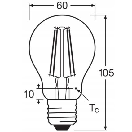 Komplekts 5× LED spuldzes BASE CLASSIC FILAMENT A60 E27/7W/230V 4000K - Osram