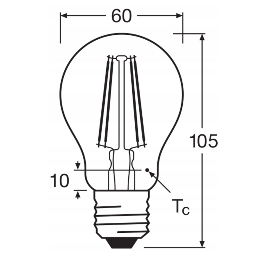 Komplekts 5× LED spuldzes BASE CLASSIC FILAMENT A60 E27/7W/230V 4000K - Osram