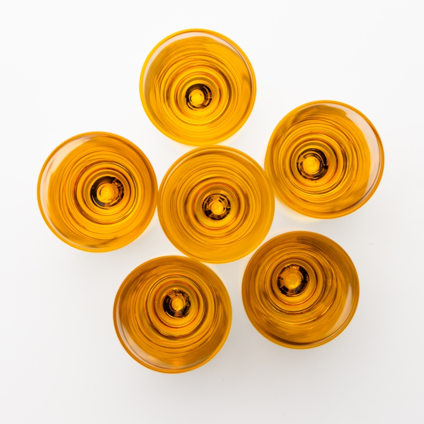 Komplekts  6x glāzīte 25 mm caurspīdīga dzeltena