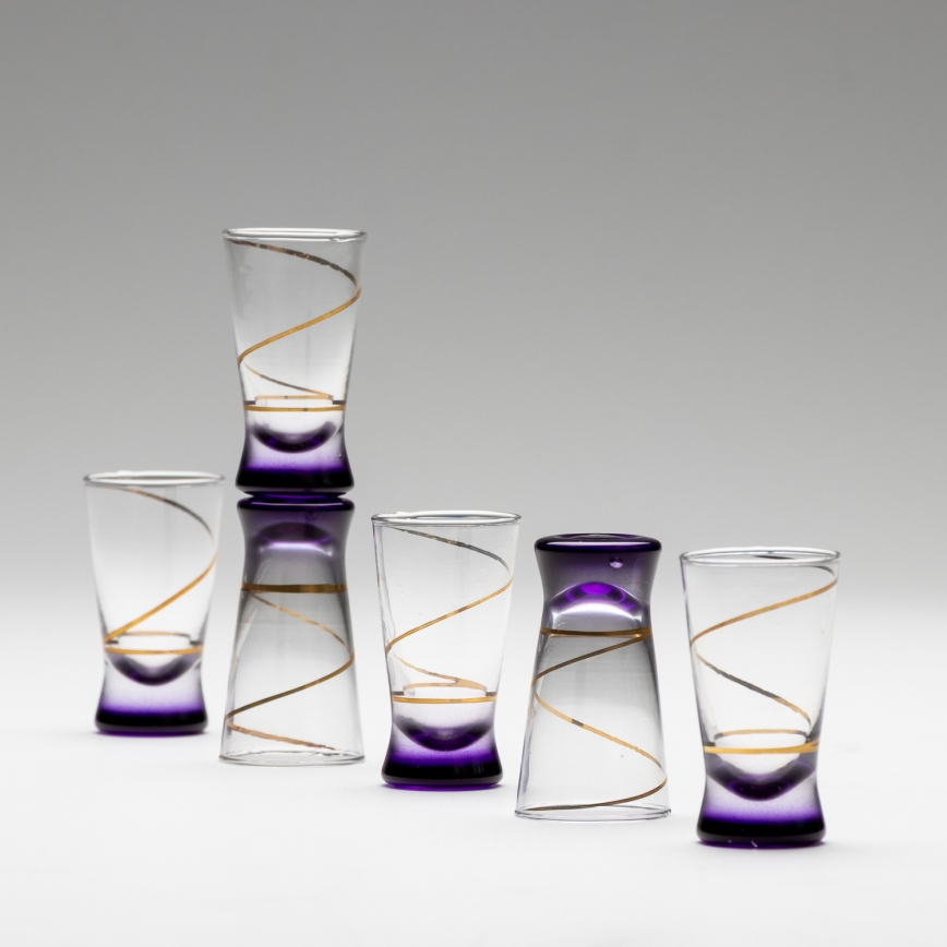 Komplekts  6x glāzīte 25 mm caurspīdīga violeta