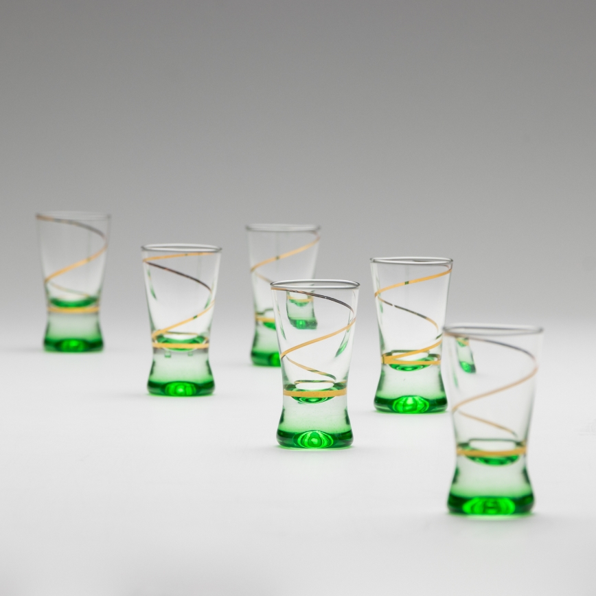 Komplekts  6x glāzīte 25 mm caurspīdīga zaļa
