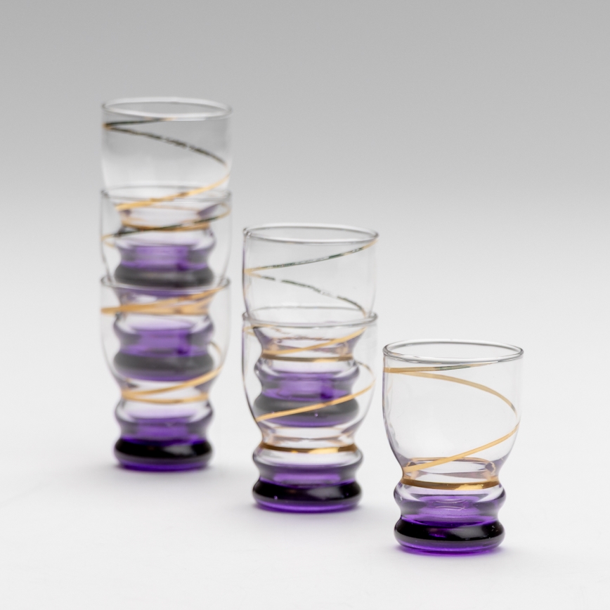 Komplekts  6x glāzīte caurspīdīga violeta