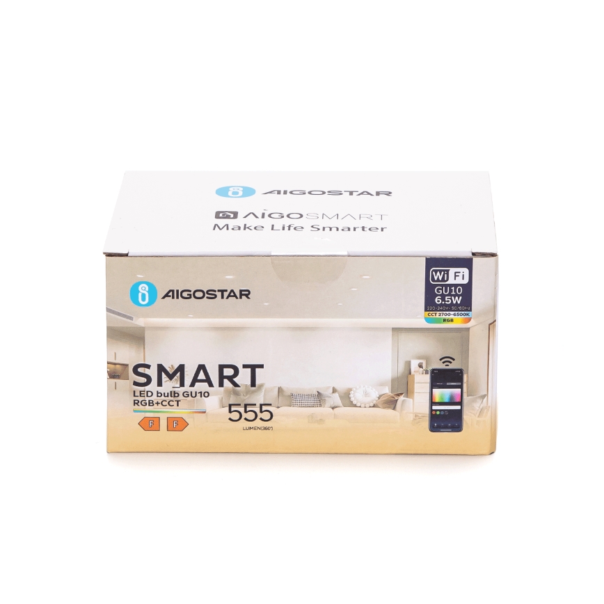 Komplekts 6x LED RGBW aptumšojamas spuldzes GU10/6,5W/230V 2700-6500K Wi-Fi - Aigostar