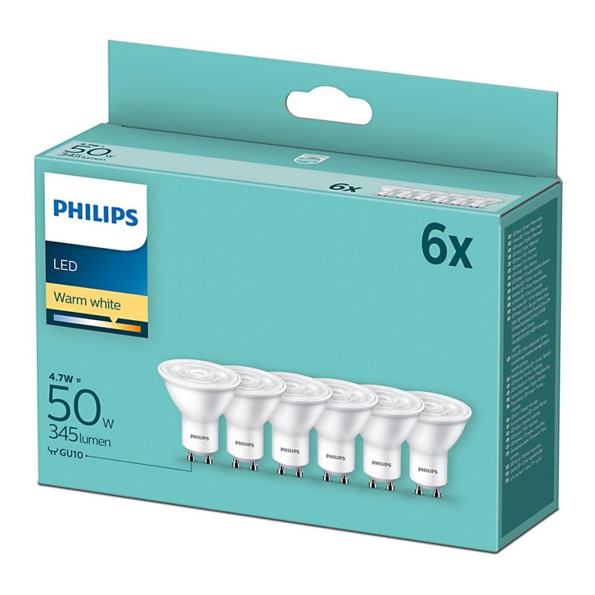 KOMPLEKTS 6x LED spuldze Philips GU10/4,7W/230V 2700K