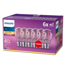 KOMPLEKTS 6x LED Spuldze  Philips VINTAGE A60 B22/4,3W/230V 2700K
