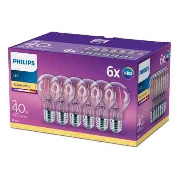 KOMPLEKTS 6x LED Spuldze VINTAGE Philips E27/4W/230V 2700K