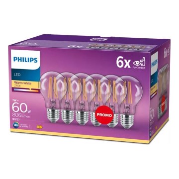 KOMPLEKTS 6x LED Spuldze VINTAGE Philips E27/7W/230V 2700K