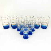 KOMPLEKTS 6x lielāka glāze un 6x mazāka glāzīte zila