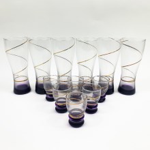 KOMPLEKTS 6x lielāka glāze un 6x mazāks stikls violeta