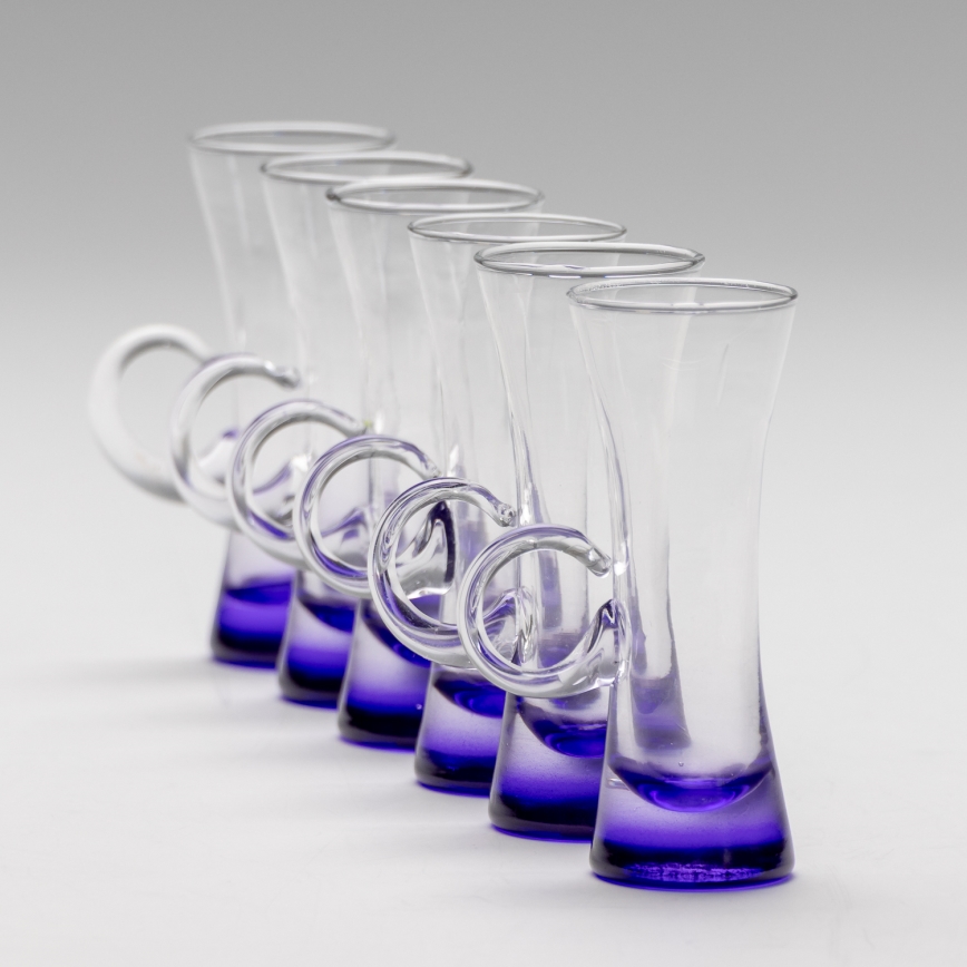 Komplekts  6x liķiera glāze ar rokturi violeta
