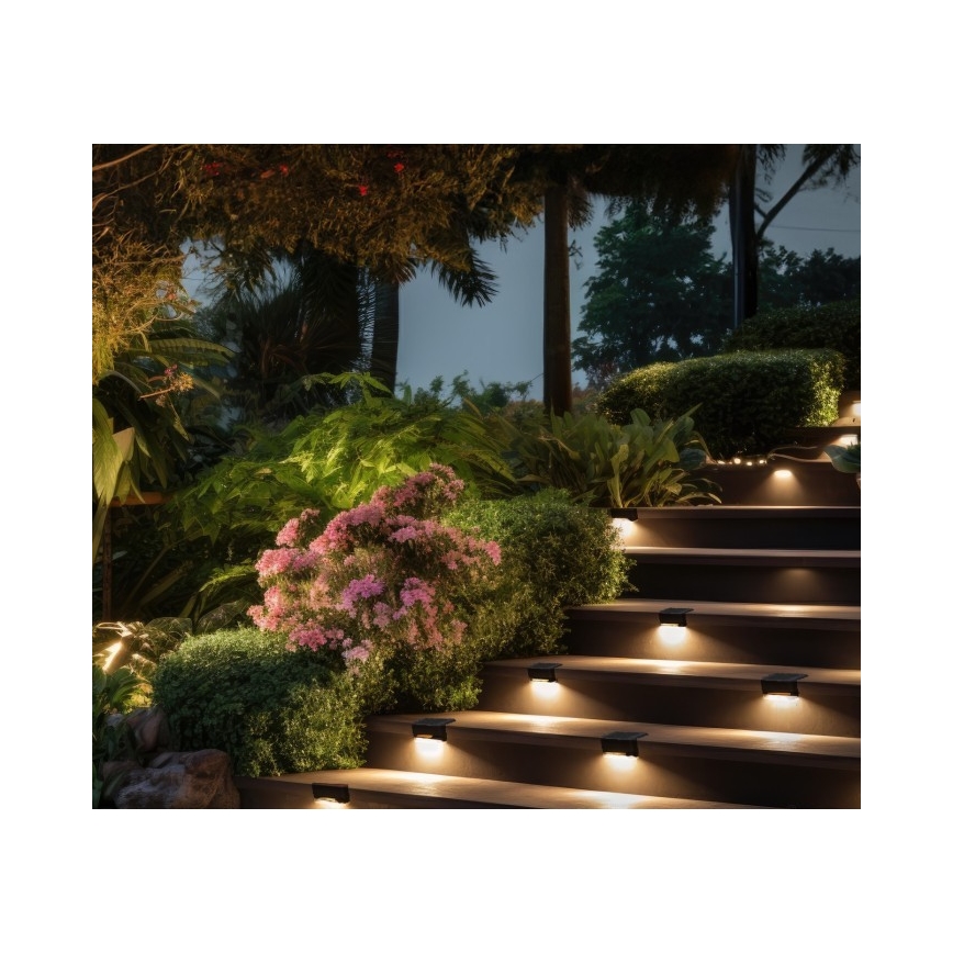 KOMPLEKTS 8x LED Saules enerģijas kāpņu apgaismojums LED/0,06W/1,2V 3000K IP44 600 mAh