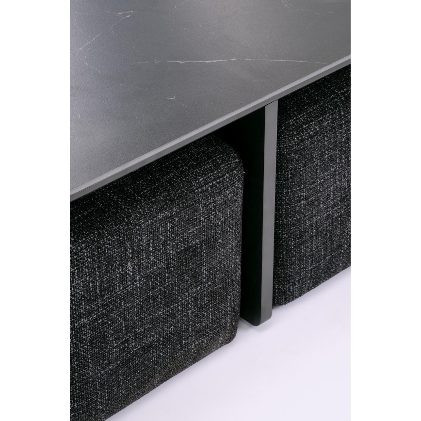 Komplekts konferenču galdiņš KORO 70x70 cm + 2x taburetes melnas/brūnas