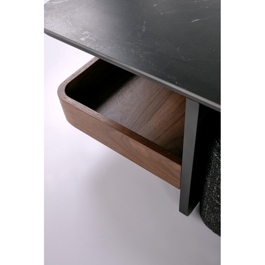 Komplekts konferenču galdiņš KORO 70x70 cm + 2x taburetes melnas/brūnas
