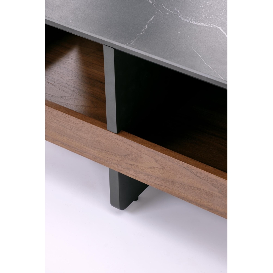 Komplekts konferenču galdiņš KORO 70x70 cm + 2x taburetes melnas/brūnas