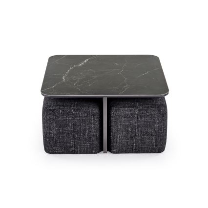 Komplekts konferenču galdiņš KORO 70x70 cm + 2x taburetes melnas/brūnas